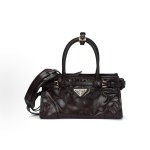 PRADA Bonnie Classic triangular logo mini Women\'s handbag, dark brown